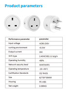 KNOSPE Prise intelligente WiFi Tuya, prise britannique, surveillance de la consommation d'énergie, commande vocale, IP44, pour la domotique, les appareils de bureau et domestiques