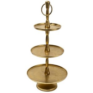 Three Tier Brass Cake Stand Round Dessert Display Metal Serving <b>Tray</b> for Party <b>Cupcake</b> Presentation Party Stand - Product Image 1