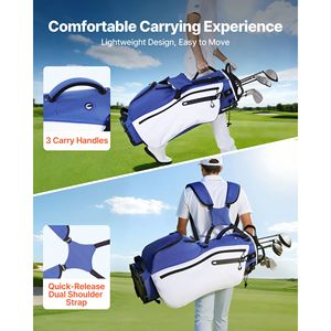 Borsa da golf con divisorio superiore a 7 scomparti, maniglie, doppie gambe di supporto e tasca portaoggetti, stand bag per mazze - Product Image 3