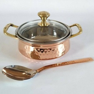 Bol de cuisine en cuivre fait main de qualité supérieure avec intérieur en acier, plat de service alimentaire pour la restauration, les restaurants, les hôtels, les buffets - Product Image 5