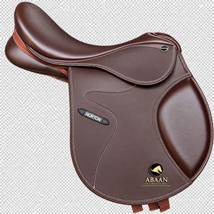Selle d'équitation anglaise marron en cuir synthétique pour dressage, style équestre, logo personnalisé pour l'entraînement, arbre en plastique - Product Image 1