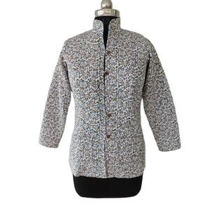 Indian Block Floral Printed Quilted <b>Jacket</b> for <b>Women</b> Fashionable Short Party Wear Dress Breathable and Woven in Winter - Product Image 1