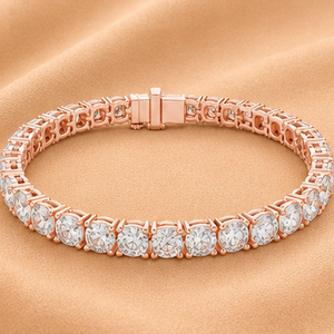 Pulsera de tenis con diamantes de corte redondo en oro blanco, oro rosa, oro amarillo, joyería nupcial, cadena ajustable, regalo - Product Image 2