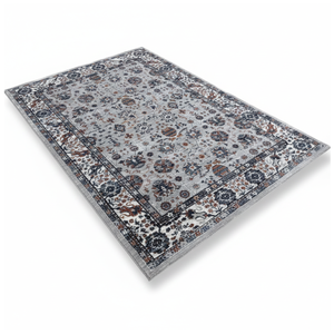 Tapis vintage gris à motif floral pour salon, chambre à coucher, intérieur, motif classique, revêtement de sol décoratif - Product Image 1