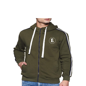 Vente en gros de sweat-shirts à capuche pour hommes, 100% coton, uni, décontracté, manches régulières, doublure latérale personnalisée, fermeture éclair - Product Image 1