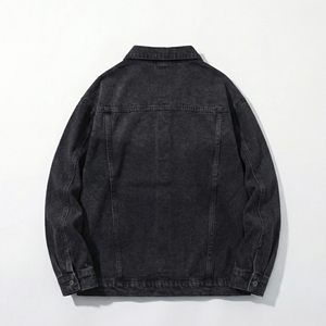 Black Washed Denim <b>Trucker</b> <b>Jacket</b> | Streetwear Button Up Denim <b>Jacket</b> | Vintage Style Denim Coat | Custom OEM Manufacturer - Product Image 2
