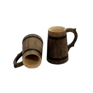 Chope à bière en bois au design loup, finition rustique polie, style Viking, grande tasse à café, rétro, pour bière, ustensile de bar, pour cadeau ou décoration intérieure - Product Image 3