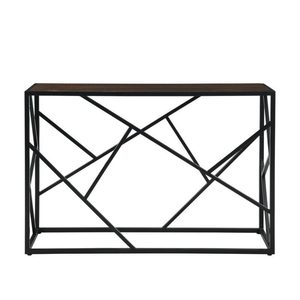 Mesa Consola Rectangular Industrial con Tapa de Madera y Estructura de Metal Negro |   Mesa para la Entrada y la Sala de Estar - Product Image 6