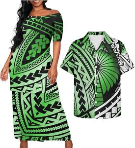 Nuevo Diseño, Vestidos de Estilo Tropical Hawaiano con Hombro Descubierto y Doble Capa, Vestidos de Sirena con Estampado Tribal Polinesio para Mujer - Product Image 1