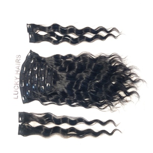 Extensiones de Cabello Humano Indio 100% Naturales con Clip, Onduladas, Virgen, Cutícula Alineada, Sin Procesar, Color Negro Vietnamita - Product Image 2
