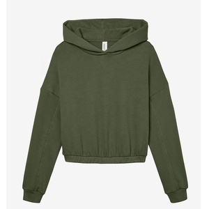 เสื้อมีฮู้ดผ้าฟลีซแฟชั่นสีเขียวสำหรับสตรีผ้าแคนวาส2023-7506 - Product Image 4