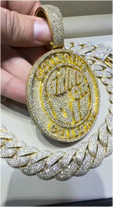 Colgante de cadena con nombre de moissanita VVS de corte redondo personalizado, estilo Hip Hop Iced Out, con diamante de laboratorio, colgante con logotipo de letra de plata 925, joyería para hombre - Product Image 3