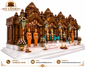 Grand Akshardham Inspired Hand-Carved Wooden Mandir Premium Wooden ISKCON Style Large Pooja Mandir for Indian Community Hall USA - Product Image 3