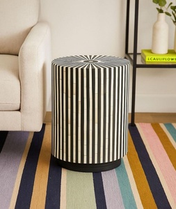Tabouret pliant moderne fait main en os incrusté, de haute qualité, écologique, style farmhouse, ottoman, Inde, poli, FS International - Product Image 3