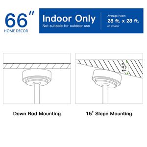 Ventilatore da soffitto LED integrato da 66 pollici in stile rustico con pale in legno anticato, design intelligente per interni, telecomando, colore marrone - Product Image 5