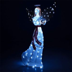 Décoration d'ange de Noël pré-éclairée de 1,5 m avec 120 LED blanc froid, étanche IP44, en métal et tissu maillé - Product Image 3