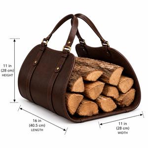 Sac de transport pour bûches en bois véritable en cuir, robuste, fait main, style vintage, LWC-0065 - Product Image 2