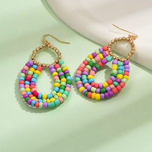 Pendientes de Gota de Agua con Cuentas Multicolores, Tejidos a Mano, Creativos y Modernos, de MD HANDICRAFTS - Product Image 2