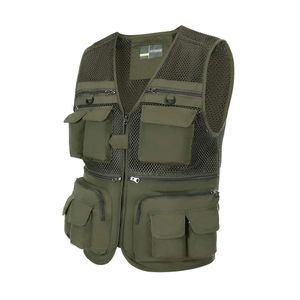 Men's Olive Green Multi Pocket Tactical <b>Vest</b> Breathable Zipper Closure Outdoor <b>Utility</b> Waistcoat Casual Summer Wear - Product Image 2