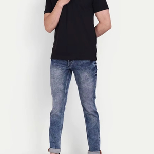 Men's Jeans Denim Pants Slim Fit Long Comfortable Solid Color Men Denim Pants with Pockets Wholesale Custom Design jeans - Product Image 1