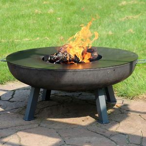 Linea Exports Inc Iron Wood Burning Fire Pit Outdoor Metal Barbecue <b>Grill</b> with Star and Moon Decoration <b>Portable</b> Powder Coated - Product Image 2