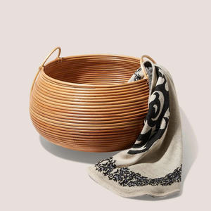 Round rattan <b>Woven</b> <b>Basket</b> With Handles Decorative Storage <b>Basket</b> For Home Organization, Durable Storage <b>Basket</b> - Product Image 3