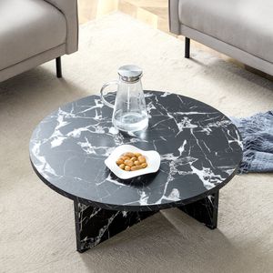 Tavolino da Caffè Rotondo in MDF Nero, Stile Nordico Minimalista Moderno, Versatile per Vari Stili d'Interni - Product Image 3