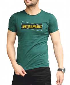 เสื้อยืดแขนสั้นคอกลมสีเขียวสำหรับผู้ชายจาก ONETEN APPARELS ผ้าถักด้านหน้า 100% ผ้าฝ้าย ระบายอากาศได้ดี สวมใส่สบาย - Product Image 1