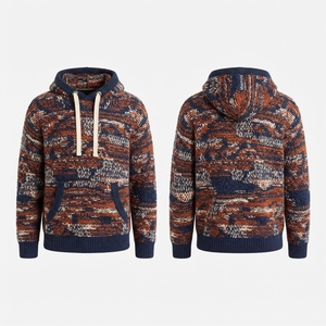 Sweat à capuche d'hiver en coton lourd tricoté haute densité, impression numérique personnalisée en usine, style vintage délavé à l'acide, streetwear décontracté pour hommes - Product Image 4
