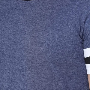 Camiseta de manga corta para hombre, color azul marino, cuello redondo, corte ajustado, ribete en contraste, informal, lisa, de punto jersey. - Product Image 6