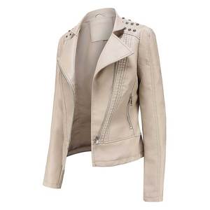 Chaqueta de Motociclista de Cuero Genuino para Mujer, Diseño Rockero, Corte Ajustado con Remaches Metálicos, Herrajes Atrevidos y Cierre Frontal Seguro - Product Image 3