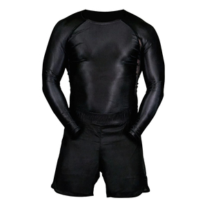 Men's Long Sleeve <b>Compression</b> Rash Guard Black Blue Geometric Print Crew Neck Moisture Wicking Fitted Athletic Top - Product Image 2