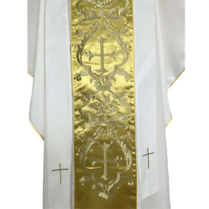 Robe de Clergé Catholique en Gros, Robes de Chorale, Robe d'Église avec Étole et Col Brodé, Design de Haute Qualité, Robe Brodé - Product Image 4