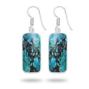 Boucles d'oreilles pendantes en chrysocolle multi-formes, cadeau de fête pour maman, bijoux fins faits à la main pour femmes, plaqué argent, charmantes boucles d'oreilles bleues - Product Image 2
