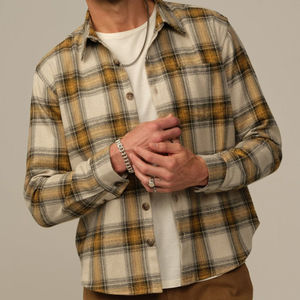 Chemise en flanelle pour homme 100% coton, chemise décontractée à boutons, chemise rayée bio à manches longues pour homme - Product Image 5