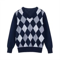 Pull en acrylique premium pour garçons, rayé, décontracté, léger, respirant, col rond, motifs patchwork, confortable à porter toute la journée