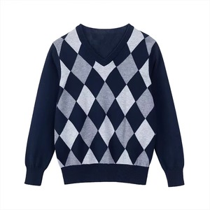 Pull en acrylique rayé pour garçons, collection automne, léger, respirant, en maille confortable, idéal pour une tenue décontractée toute la journée - Product Image 1
