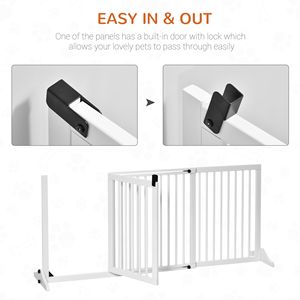 Recinto per Cani Autoportante a 3 Pannelli in Legno, Box Regolabile per Animali Domestici con Porta Bloccabile, Recinzione di Sicurezza Bianca, Misure 44.5x65.25x14.25 Pollici - Product Image 6