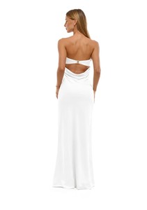 Vestido Largo de Verano de Alta Calidad, Sin Tirantes, de Satén Tejido, Natural, Sexy, con Cierre Lateral, Diseño Sólido, 100% Poliéster, Hecho en Vietnam, Corte en A - Product Image 3
