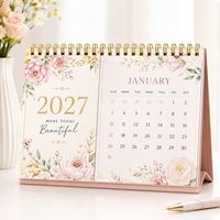 Kişiselleştirilmiş 2027 Masa Takvimi Toptan Yüksek Kaliteli Ayaklı Spiral Masa Takvimi Ofis Masaüstü Planlayıcısı İş Hediyesi için