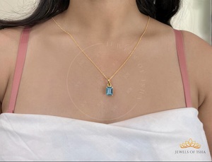 สร้อยคอทองคำชุบ 18K รูปทรงดอกไม้ ประดับด้วยพลอยซิทริน ทับทิม และบลูโทปาซ แท้ 100% คุณภาพสูง ผลิตโดยผู้ผลิตชั้นนำจากอินเดีย ของขวัญเครื่องประดับชั้นดี - Product Image 5