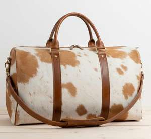 Bolsa de Viaje Grande de Cuero Vacuno, Estilo Occidental, con Cierre, Correa Ajustable, Multifuncional - Product Image 1