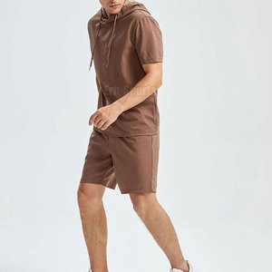 Ensemble sweat à capuche et short décontracté pour homme, hiver, haute qualité, uni, avec cordon de serrage, respirant, léger, personnalisable - Product Image 5