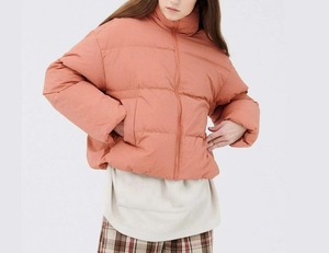 Chaqueta Acolchada para Mujer con Cuello Alto, Cierre de Cremallera, Color Sólido, Abrigo de Invierno Grueso y Cálido con Diseño de Mangas Abullonadas - Product Image 1