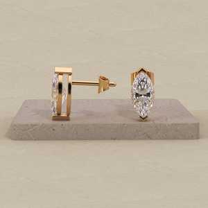 Moissanite 2CT Marquise Cut <b>Stud</b> Modern Earrings Rhodium Plated with 925 <b>Silver</b> for Women's Charm Promise Gift For Party Gift - Product Image 3