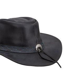 Sombrero Vaquero de Cuero Genuino Negro, Estilo Western, con Banda Trenzada e Incrustaciones de Turquesa, Fabricante Profesional - Product Image 3