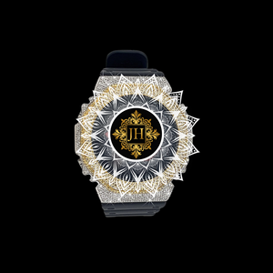 Montre G-Sh0ck de luxe de haute qualité à deux tons avec un grand cadran serti de diamants, mouvement à quartz avec diamants Moissanite VVS, résistance à l'eau 3BAR, unisexe - Product Image 1