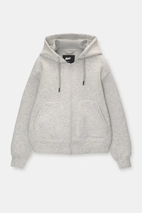 Sudadera con Capucha Unisex Gris, Corte Holgado, Color Sólido, Informal, de Forro Polar, 100% Algodón, con Bolsillos, Ecológica - Product Image 3