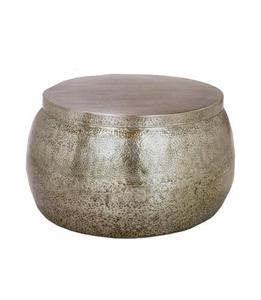 Mesa de Centro de Aluminio Decorativa con Acabado Plateado Antiguo, Mesa de Centro de Metal Martillado para Hogar y Jardín - Product Image 1