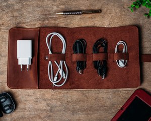 Organizador de Cables de Cuero de Alta Densidad, Enrollador de Cables Resistente, Gestión de Cables de Auriculares, Estuche de Almacenamiento Ordenado para Escritorio, Fábrica LCO-0110 - Product Image 5